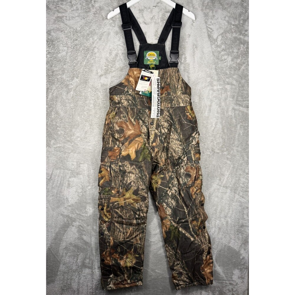 Cabelas Camo Bib Overalls Men Medium Hunting Mossy Oak Dry Plus Thinsulate Vtg